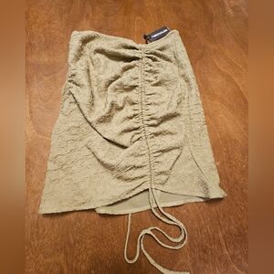 PrettyLittleThing Ruched Textured Bodycon Skirt in Olive